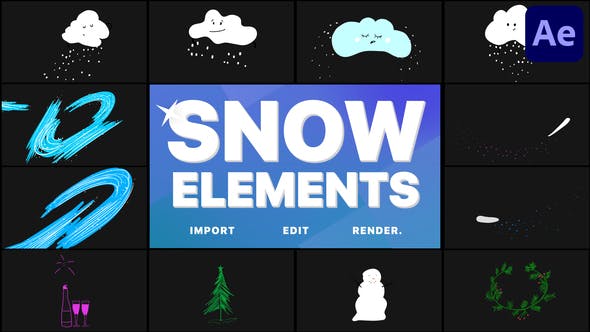 Videohive Cartoon Snow Clouds | After Effects 29691753